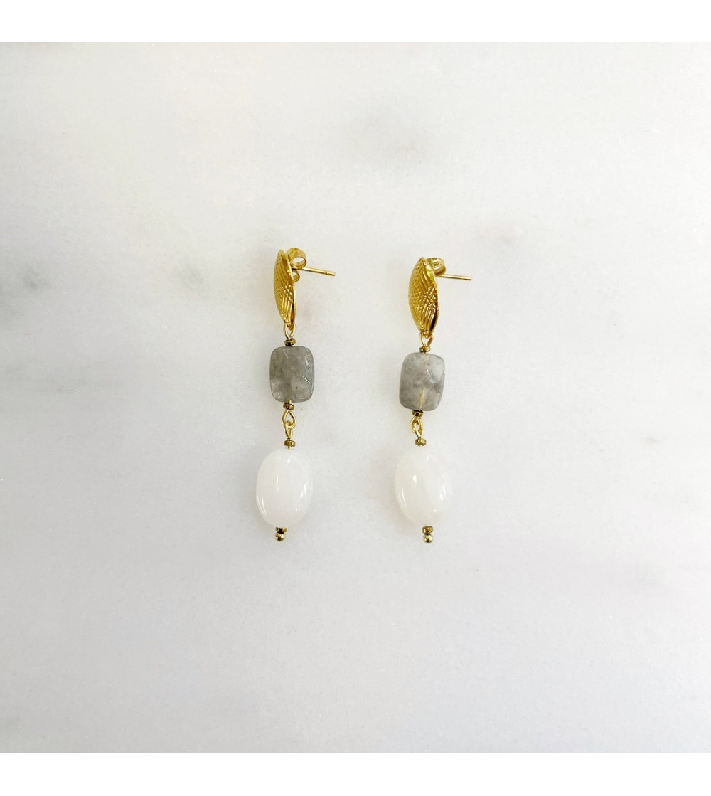 Pendientes de piedras naturales Amaia en dorado